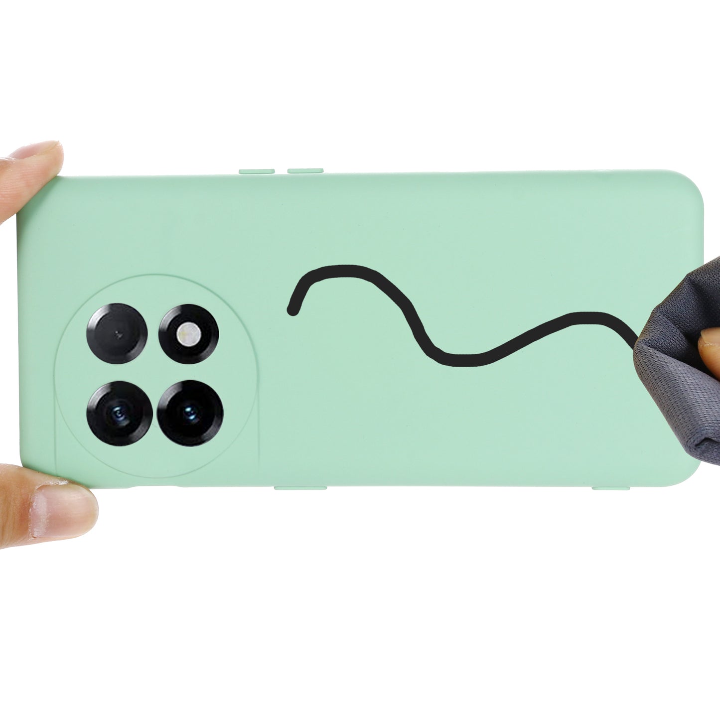 For OnePlus 11 5G Liquid Silicone Phone Case Camera Protection Anti-Scratch Cover - Green