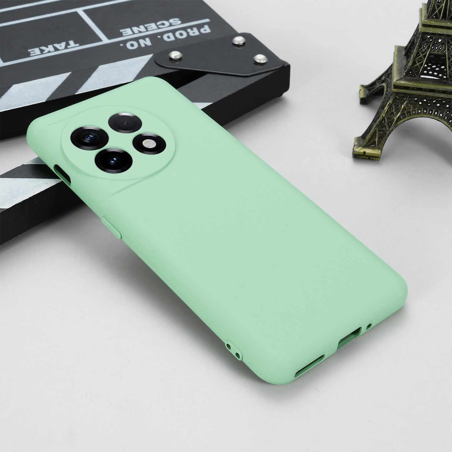 For OnePlus 11 5G Liquid Silicone Phone Case Camera Protection Anti-Scratch Cover - Green