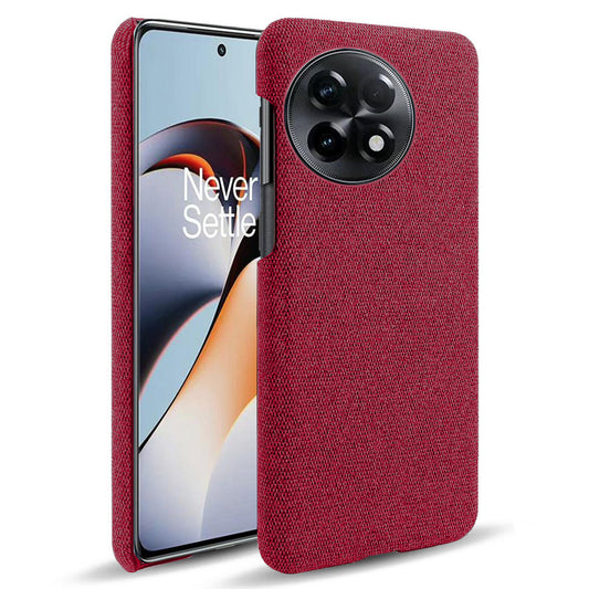 Cloth Texture Smartphone Cover for OnePlus 11R 5G / Ace 2 5G , Solid Color Hard PC+Cloth Anti-scratch Case - Red