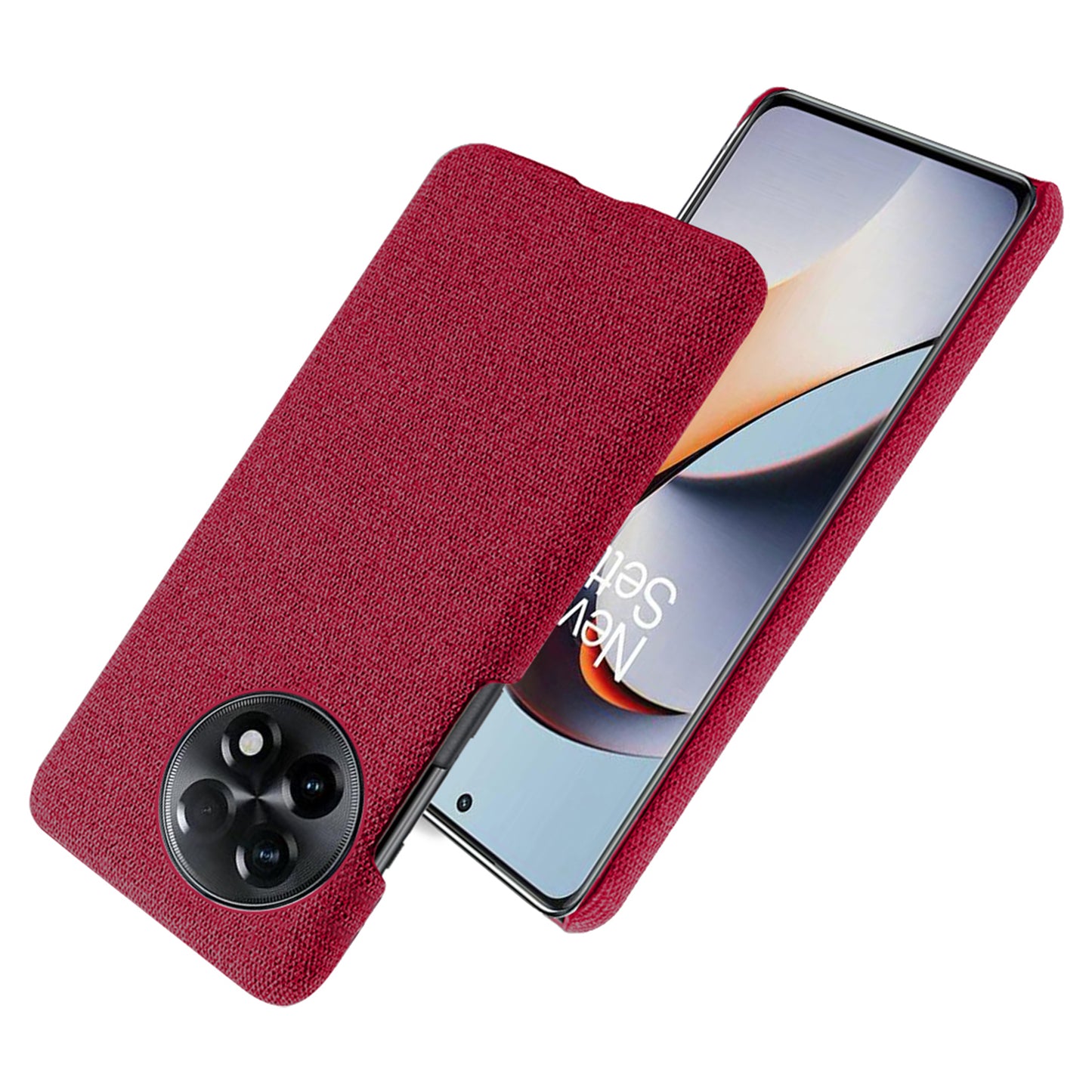 Cloth Texture Smartphone Cover for OnePlus 11R 5G / Ace 2 5G , Solid Color Hard PC+Cloth Anti-scratch Case - Red