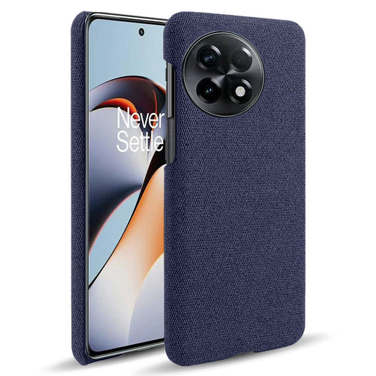 Cloth Texture Smartphone Cover for OnePlus 11R 5G / Ace 2 5G , Solid Color Hard PC+Cloth Anti-scratch Case - Blue