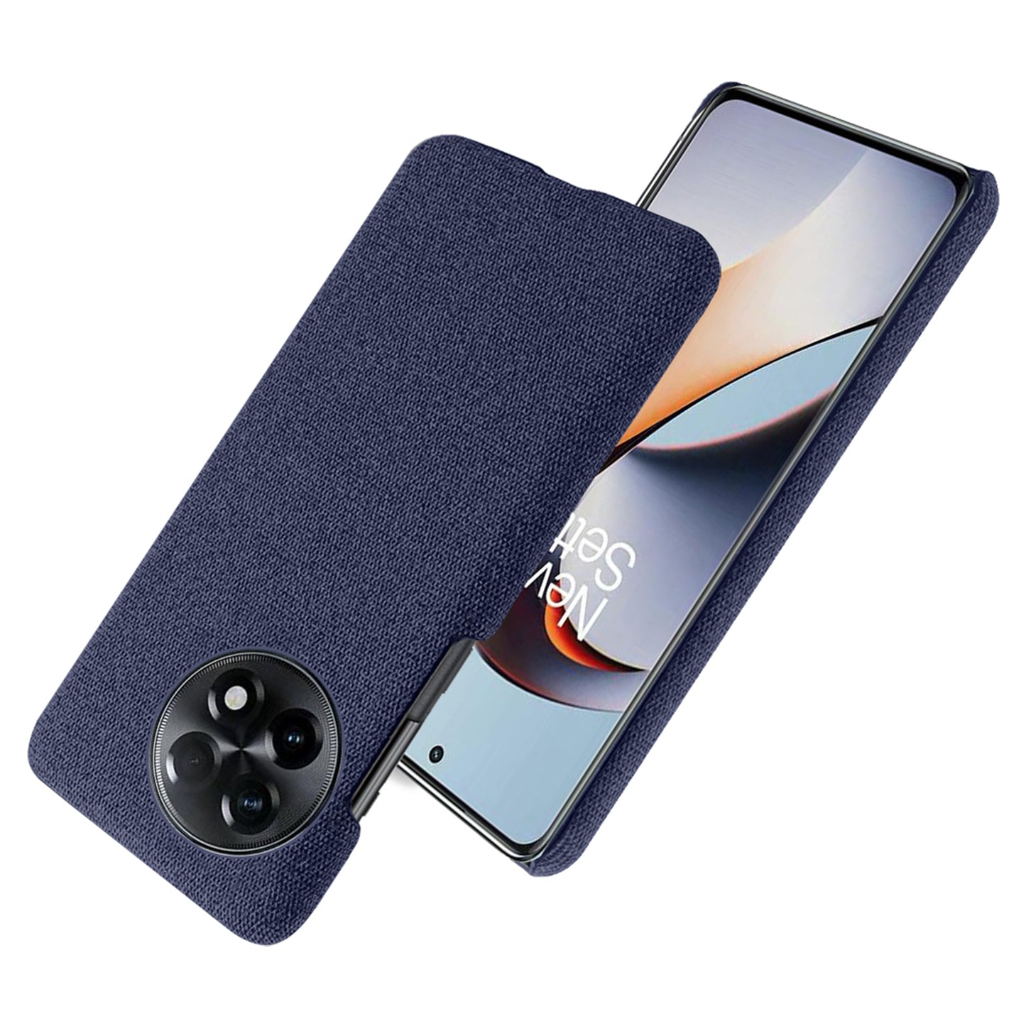 Cloth Texture Smartphone Cover for OnePlus 11R 5G / Ace 2 5G , Solid Color Hard PC+Cloth Anti-scratch Case - Blue