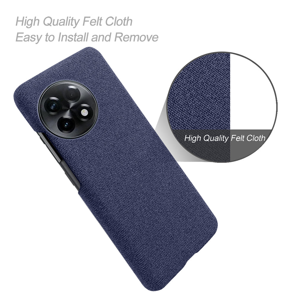 Cloth Texture Smartphone Cover for OnePlus 11R 5G / Ace 2 5G , Solid Color Hard PC+Cloth Anti-scratch Case - Blue