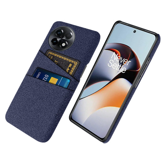 For OnePlus Ace 2 5G / 11R 5G Cloth Texture Phone Back Cover Cellphone Protective Case with 2 Card Slots - Blue