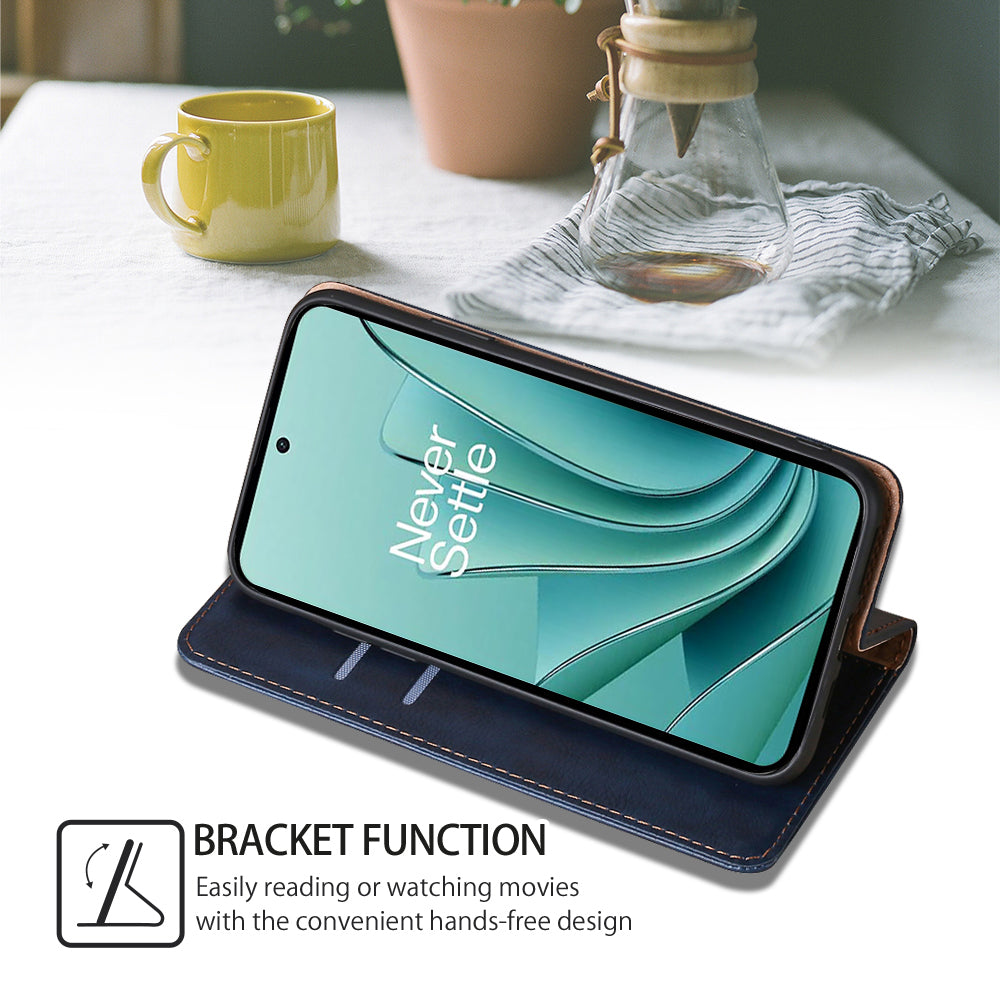 For OnePlus Ace 2 5G / 11R 5G Mobile Case PU Leather Wallet Stand Magnetic Closing Protective Cover - Blue