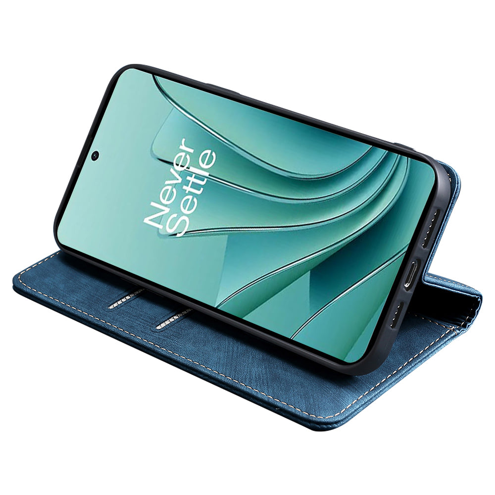 For OnePlus Ace 2 5G / 11R 5G RFID Blocking Leather Wallet Shockproof Cover Folding Stand Phone Case - Blue
