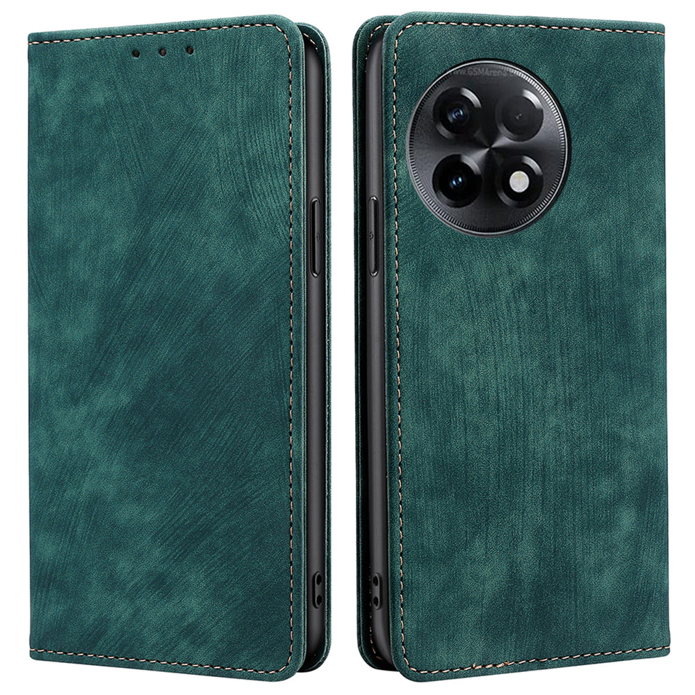 For OnePlus Ace 2 5G / 11R 5G RFID Blocking Leather Wallet Shockproof Cover Folding Stand Phone Case - Green