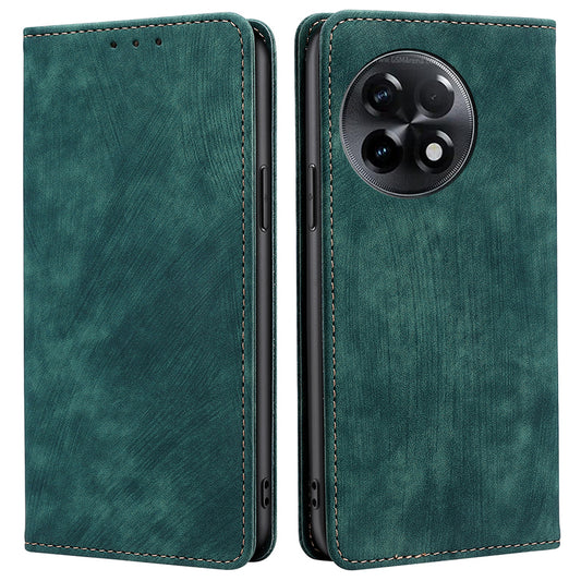 For OnePlus Ace 2 5G / 11R 5G RFID Blocking Leather Wallet Shockproof Cover Folding Stand Phone Case - Green