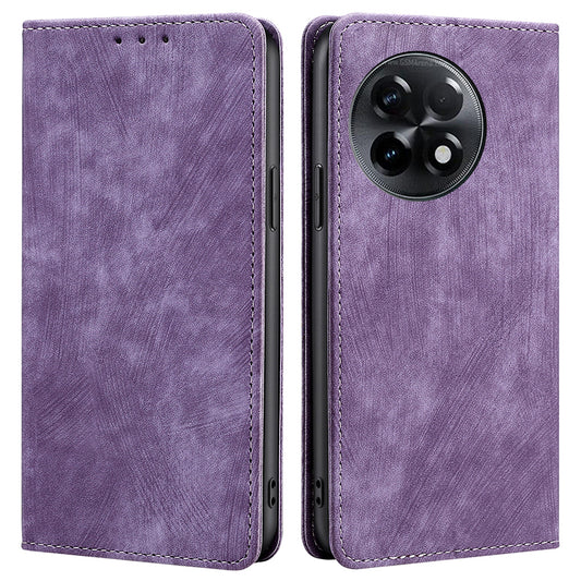 For OnePlus Ace 2 5G / 11R 5G RFID Blocking Leather Wallet Shockproof Cover Folding Stand Phone Case - Purple