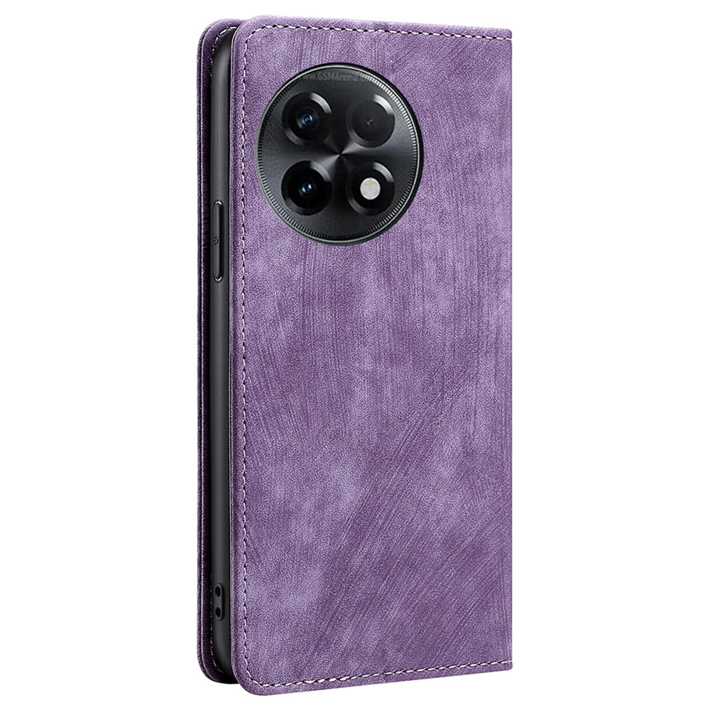 For OnePlus Ace 2 5G / 11R 5G RFID Blocking Leather Wallet Shockproof Cover Folding Stand Phone Case - Purple