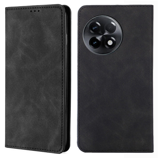 For OnePlus 11R 5G / Ace 2 5G Flip Case Card Holder PU Leather Skin-touch Phone Stand Cover - Black