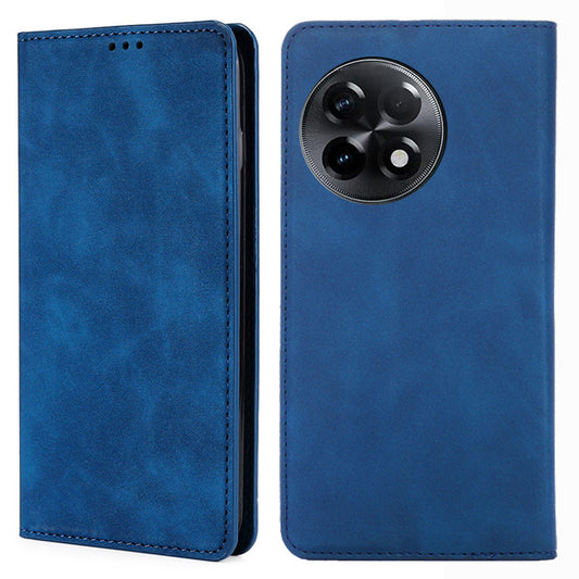 For OnePlus 11R 5G / Ace 2 5G Flip Case Card Holder PU Leather Skin-touch Phone Stand Cover - Blue