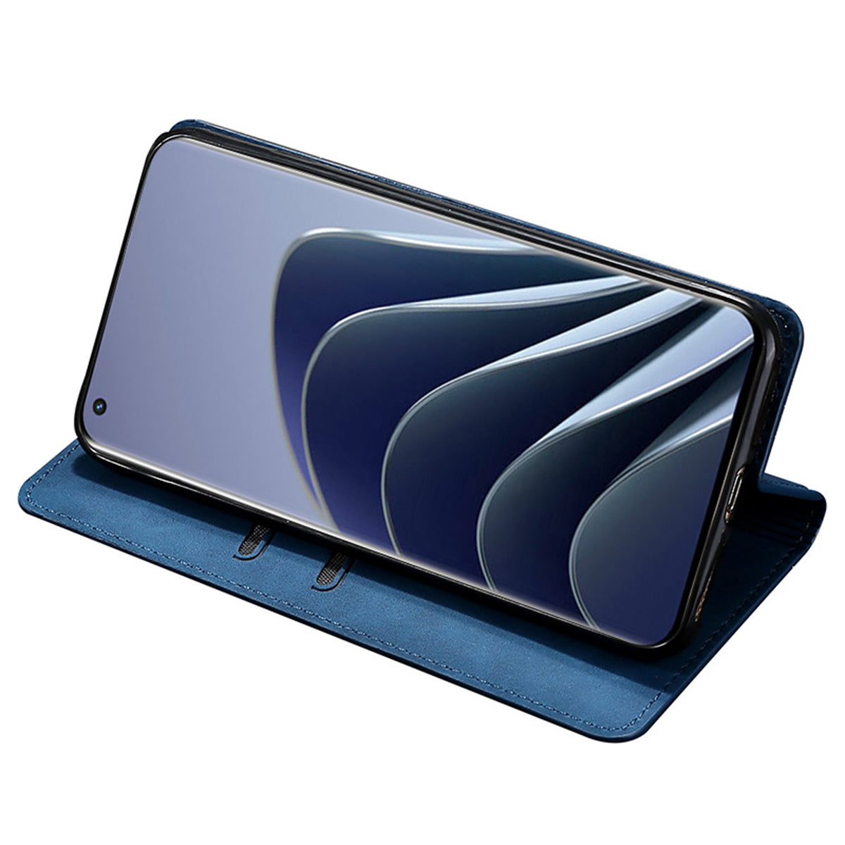 For OnePlus 11R 5G / Ace 2 5G Flip Case Card Holder PU Leather Skin-touch Phone Stand Cover - Blue