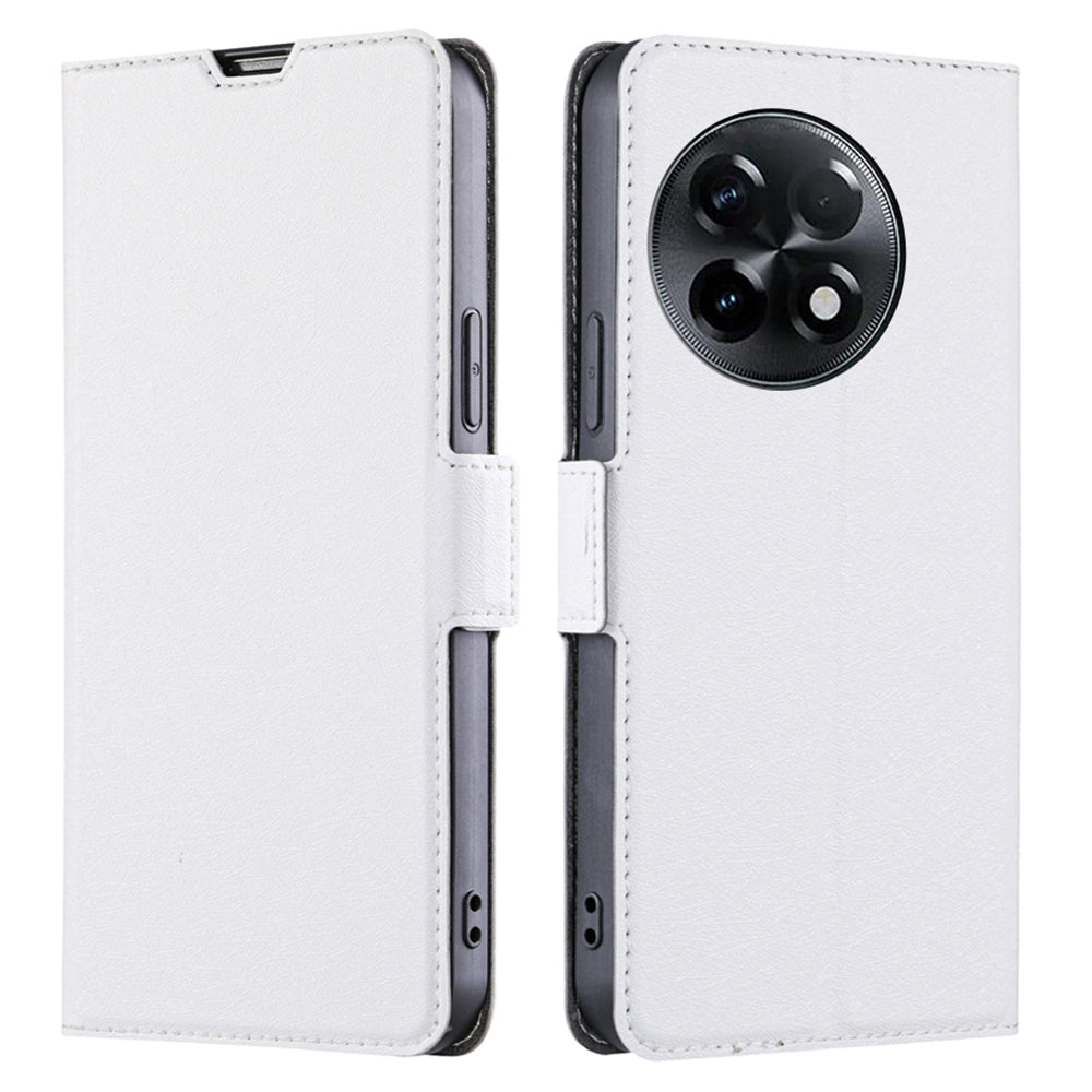 For OnePlus Ace 2 5G / 11R 5G Flip Folio Leather Cell Phone Cover Card Slots Stand Phone Case - White