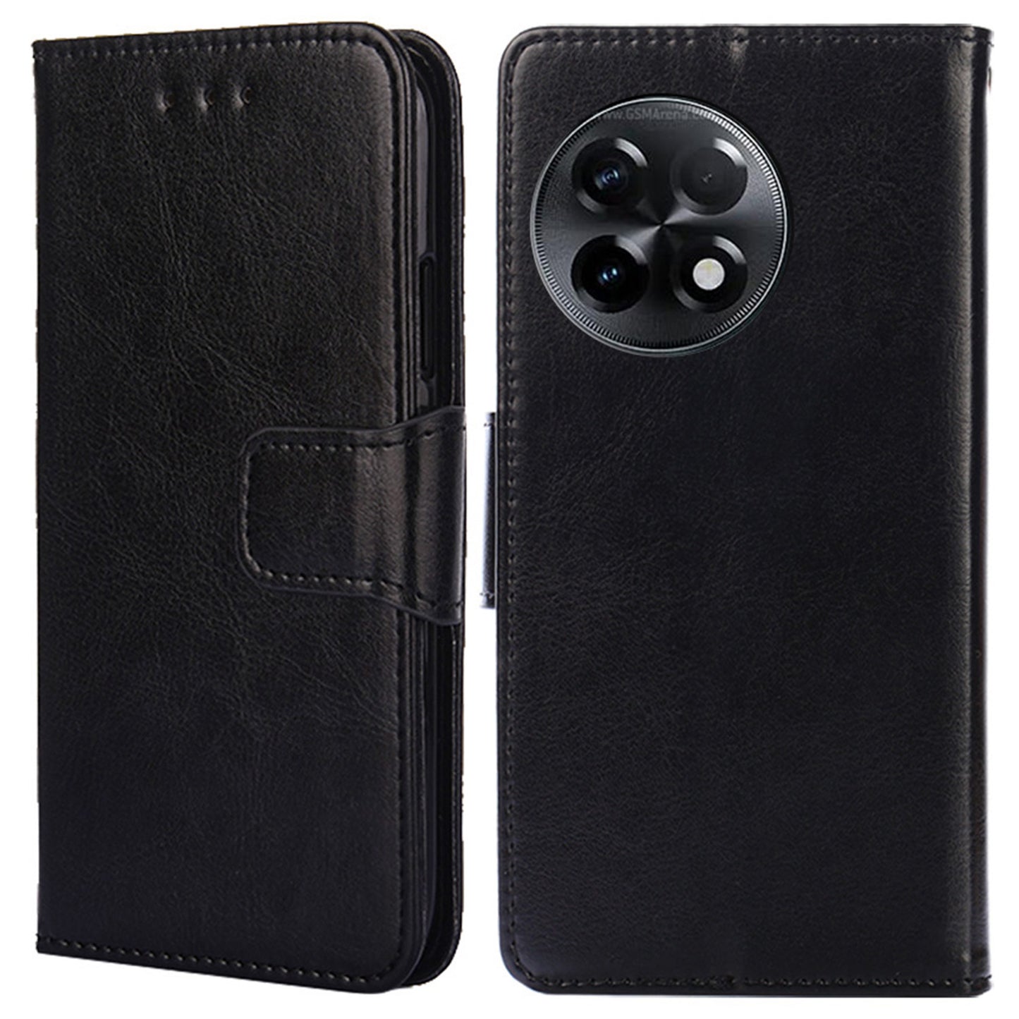 For OnePlus Ace 2 5G / 11R 5G PU Leather Wallet Phone Case Anti-drop Stand Protective Cover - Black