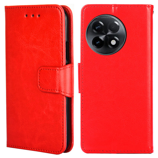 For OnePlus Ace 2 5G / 11R 5G PU Leather Wallet Phone Case Anti-drop Stand Protective Cover - Red