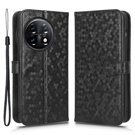 For OnePlus Ace 2 5G  /  OnePlus 11R 5G PU Leather Phone Cover Stand Wallet with Dot Pattern Imprinting - Black
