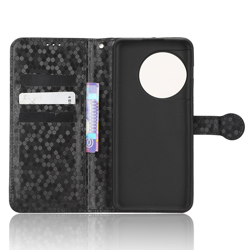 For OnePlus Ace 2 5G  /  OnePlus 11R 5G PU Leather Phone Cover Stand Wallet with Dot Pattern Imprinting - Black