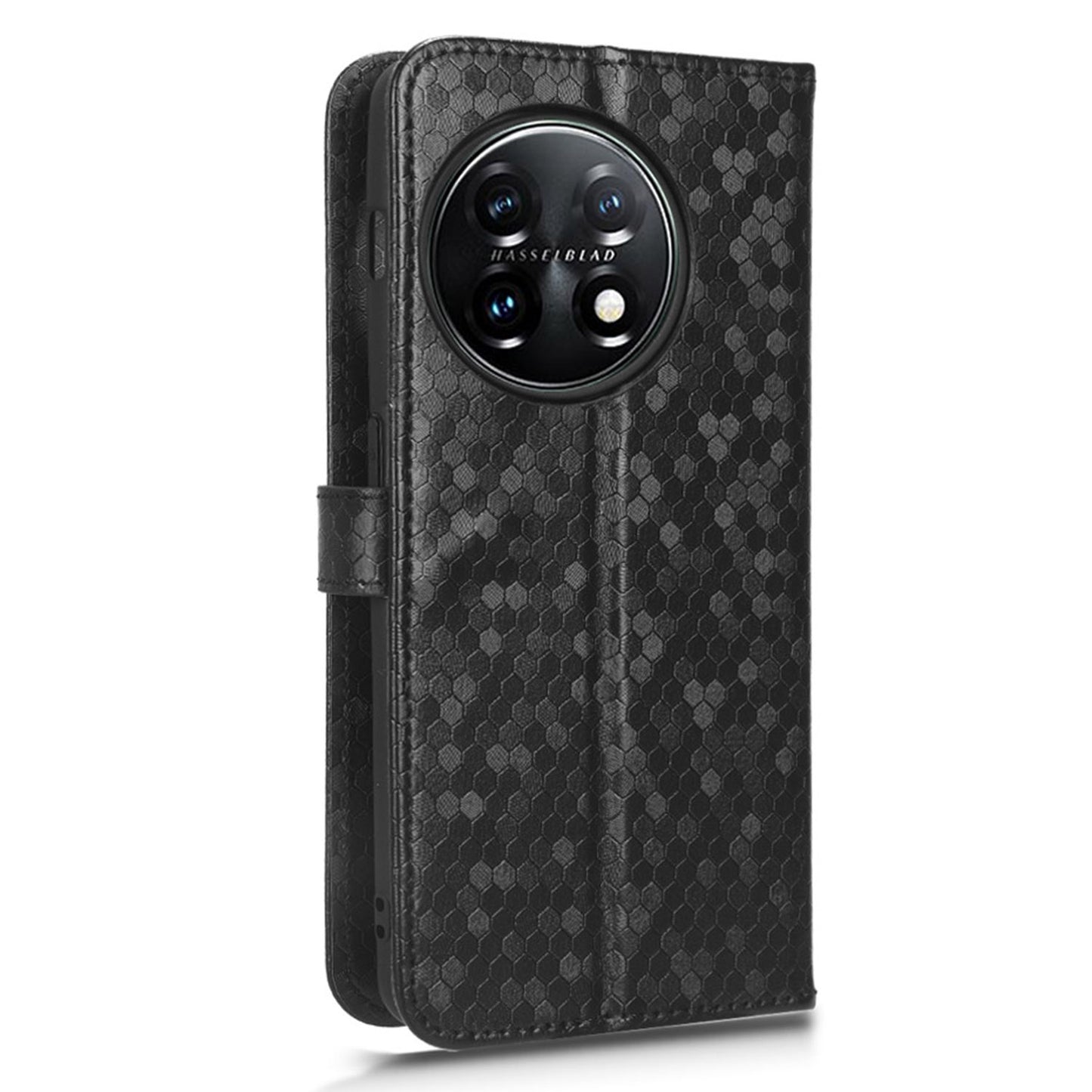 For OnePlus Ace 2 5G  /  OnePlus 11R 5G PU Leather Phone Cover Stand Wallet with Dot Pattern Imprinting - Black