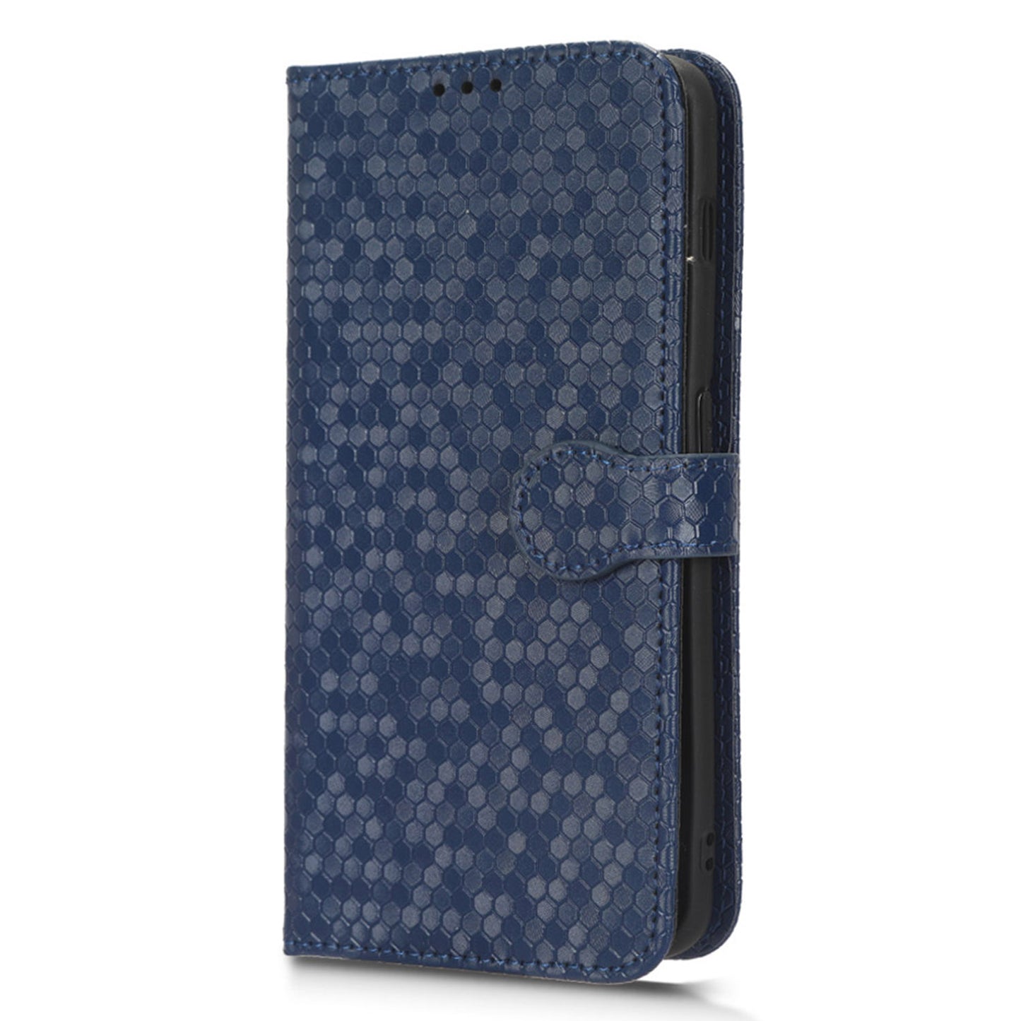 For OnePlus Ace 2 5G  /  OnePlus 11R 5G PU Leather Phone Cover Stand Wallet with Dot Pattern Imprinting - Dark Blue