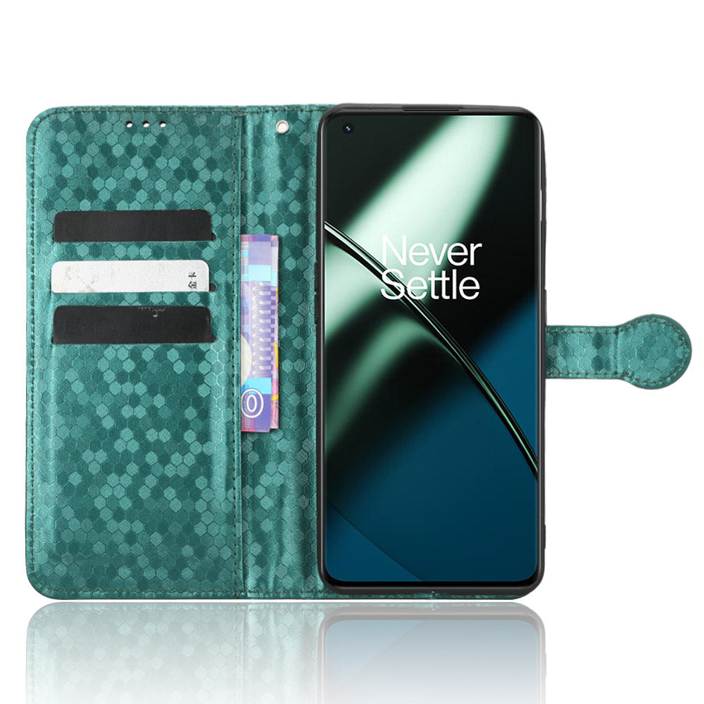 For OnePlus Ace 2 5G  /  OnePlus 11R 5G PU Leather Phone Cover Stand Wallet with Dot Pattern Imprinting - Green