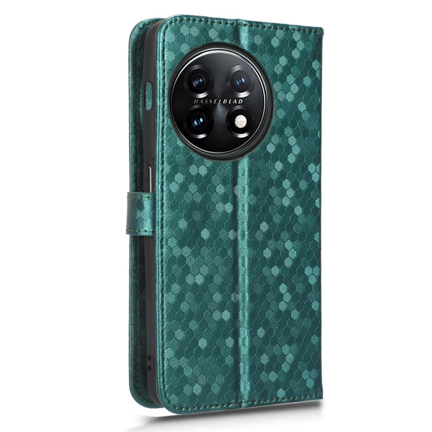 For OnePlus Ace 2 5G  /  OnePlus 11R 5G PU Leather Phone Cover Stand Wallet with Dot Pattern Imprinting - Green
