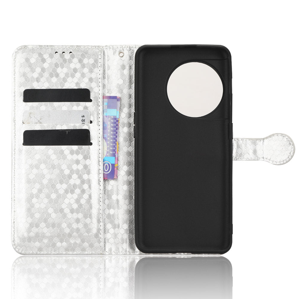 For OnePlus Ace 2 5G  /  OnePlus 11R 5G PU Leather Phone Cover Stand Wallet with Dot Pattern Imprinting - Silver
