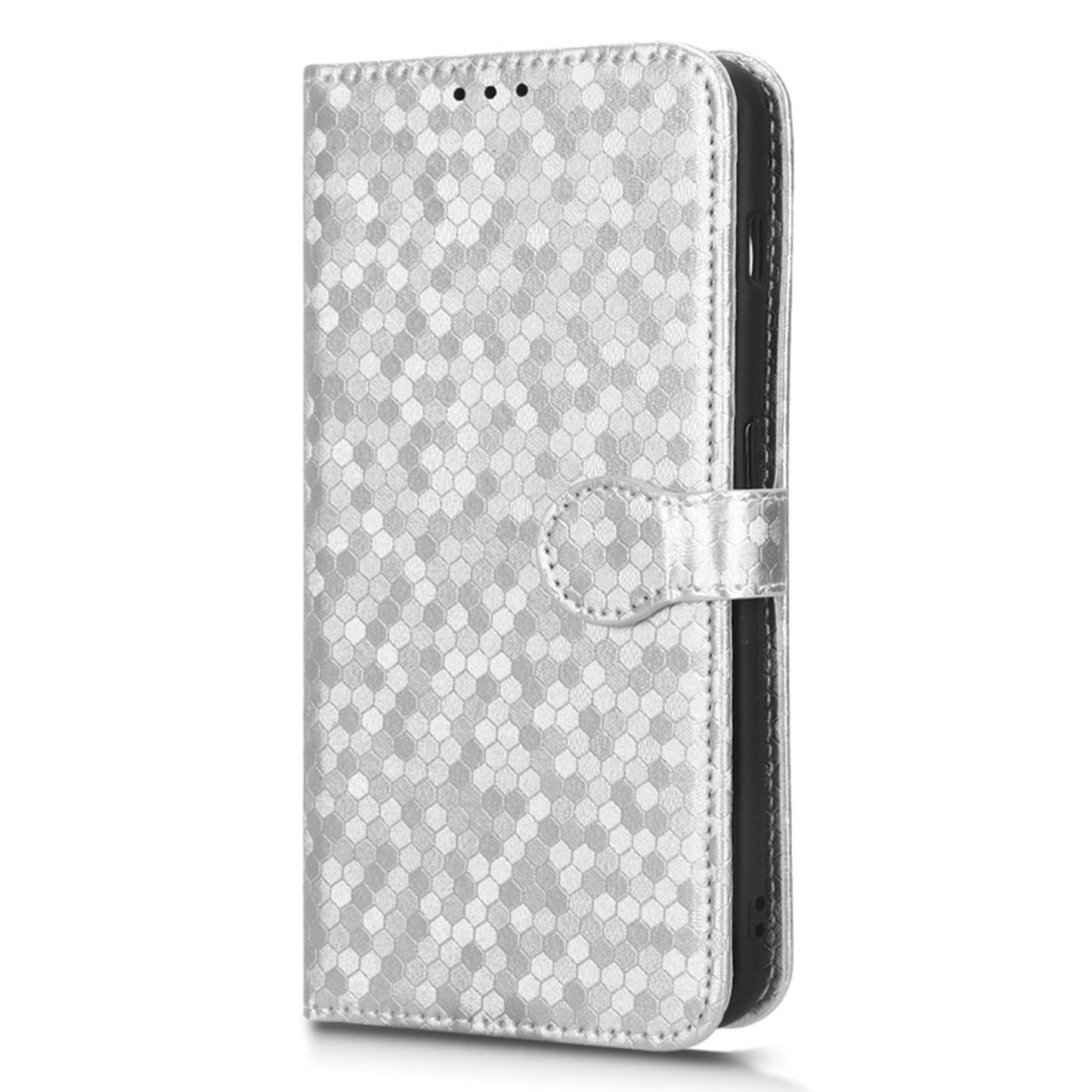 For OnePlus Ace 2 5G  /  OnePlus 11R 5G PU Leather Phone Cover Stand Wallet with Dot Pattern Imprinting - Silver