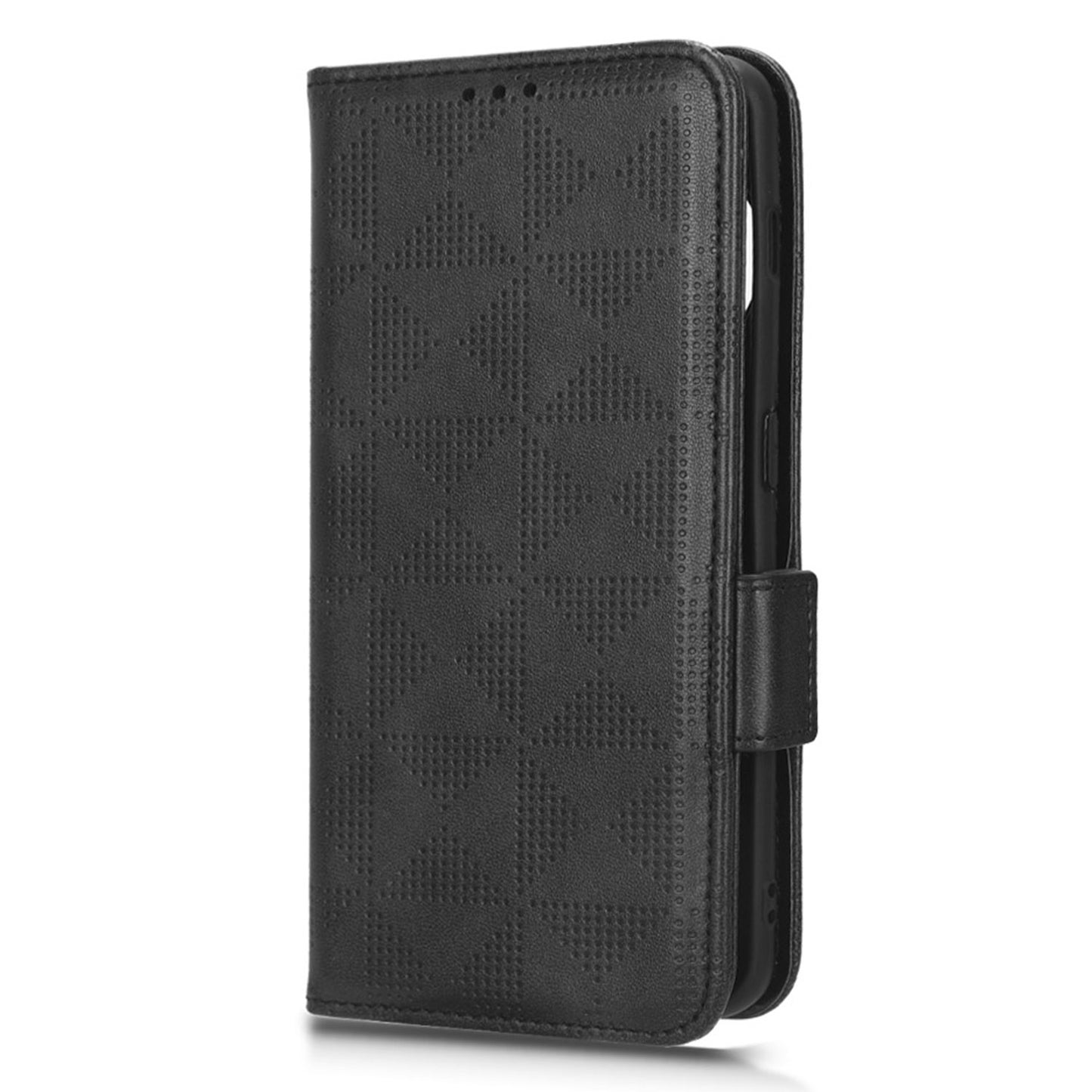 Flip Leather Phone Cover For OnePlus Ace 2 5G / 11R 5G , Wallet Stand Imprinted Triangle Pattern Phone Case - Black