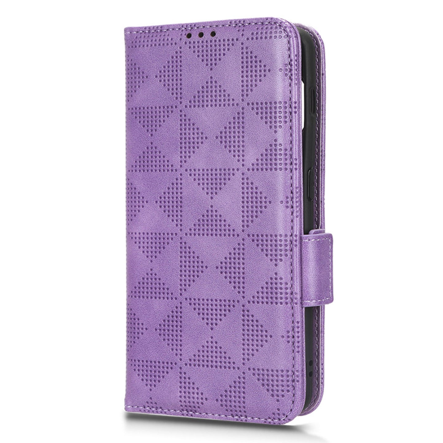 Flip Leather Phone Cover For OnePlus Ace 2 5G / 11R 5G , Wallet Stand Imprinted Triangle Pattern Phone Case - Purple