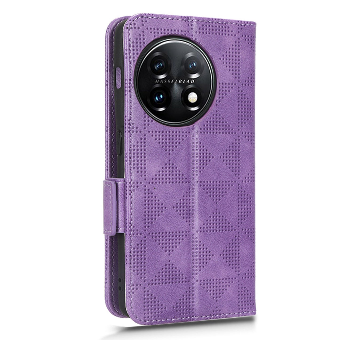 Flip Leather Phone Cover For OnePlus Ace 2 5G / 11R 5G , Wallet Stand Imprinted Triangle Pattern Phone Case - Purple