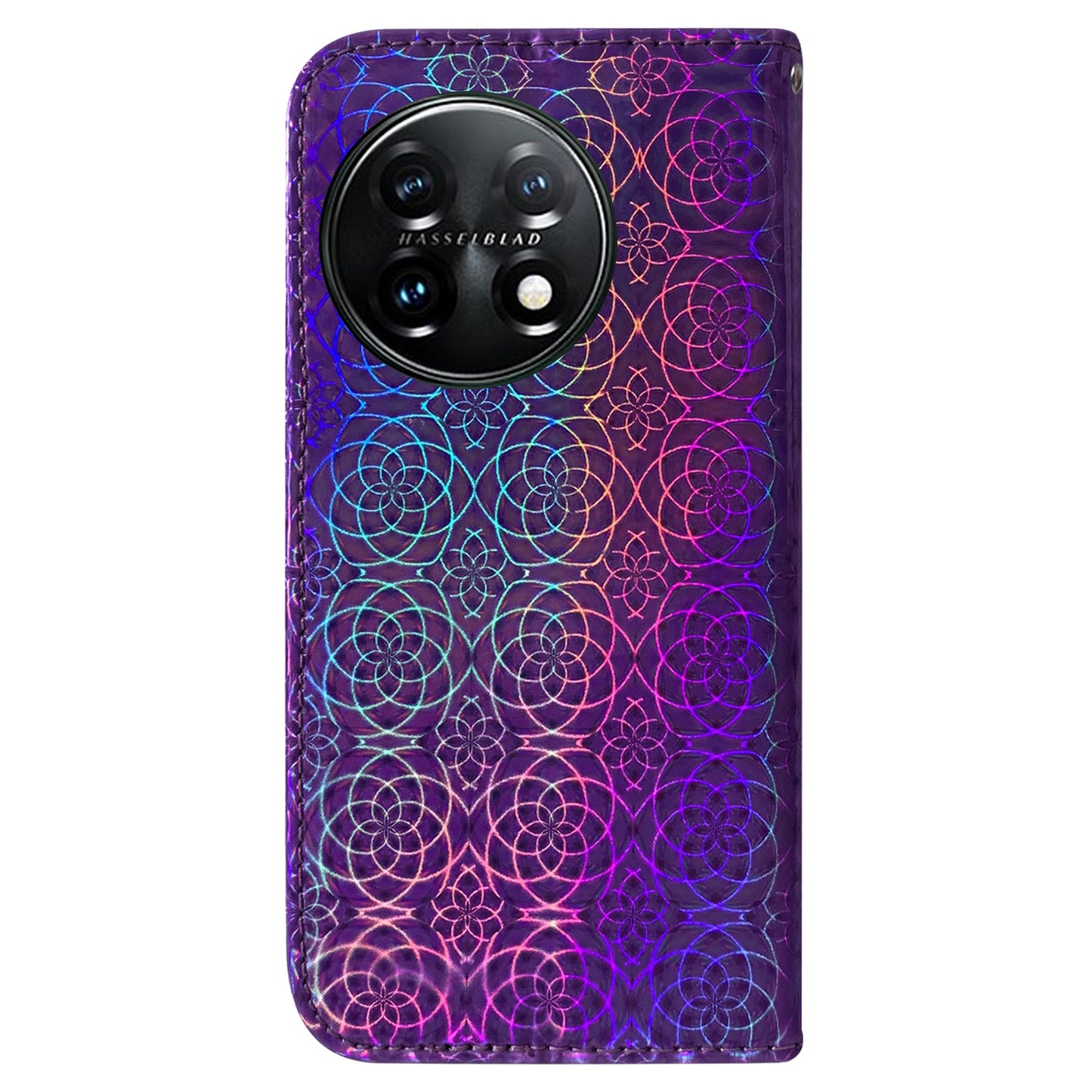 For OnePlus 11 5G Drop-proof Phone Case Dazzling Flower Pattern Wallet Stand PU Leather Phone Cover - Purple