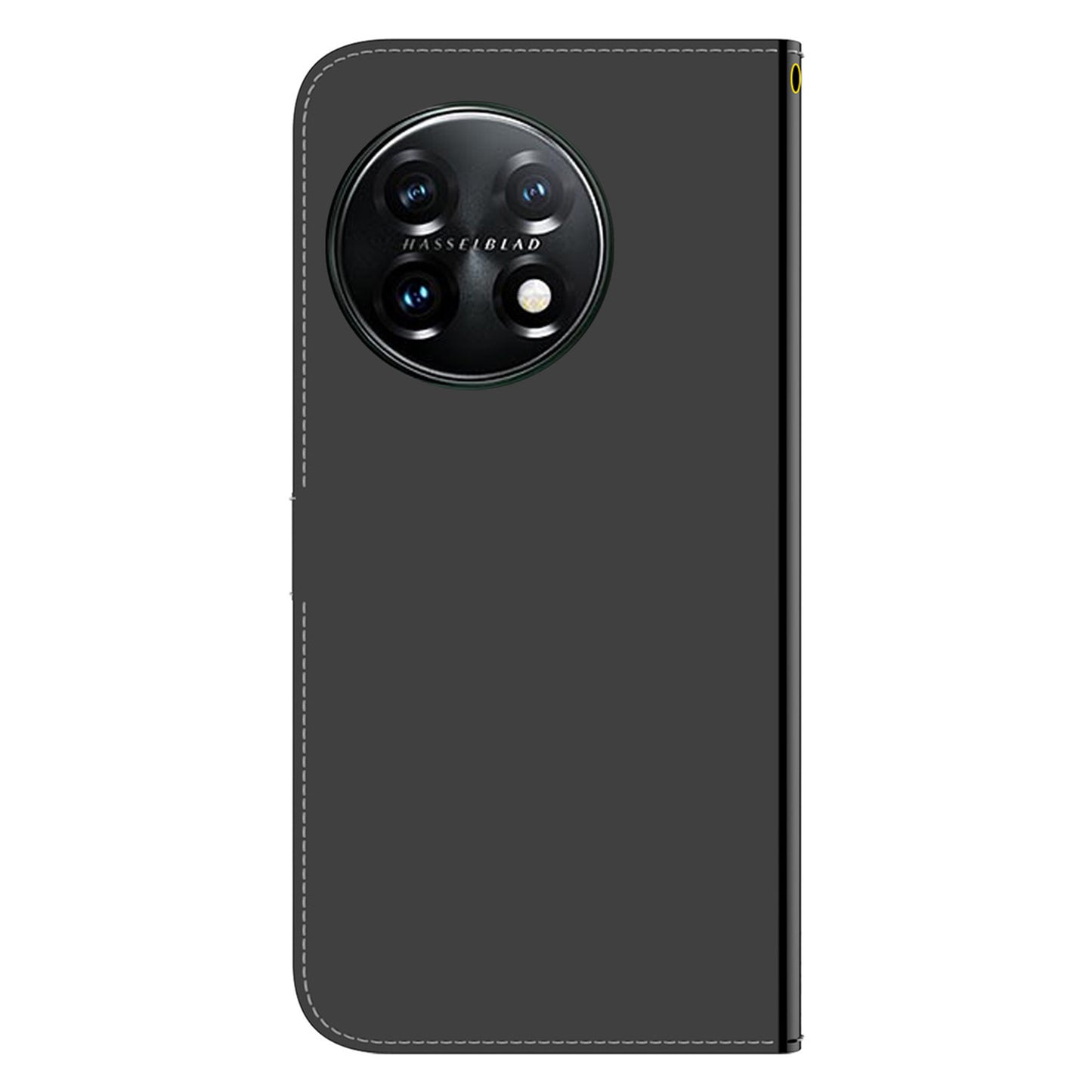 For OnePlus 11 5G Mirror-like Surface Phone Case Stand Wallet PU Leather Shockproof Cell Phone Cover - Black