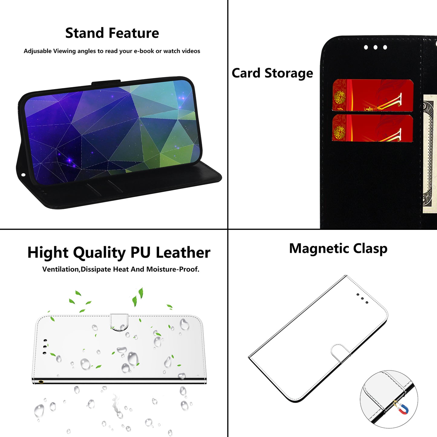 For OnePlus 11 5G Mirror-like Surface Phone Case Stand Wallet PU Leather Shockproof Cell Phone Cover - Silver