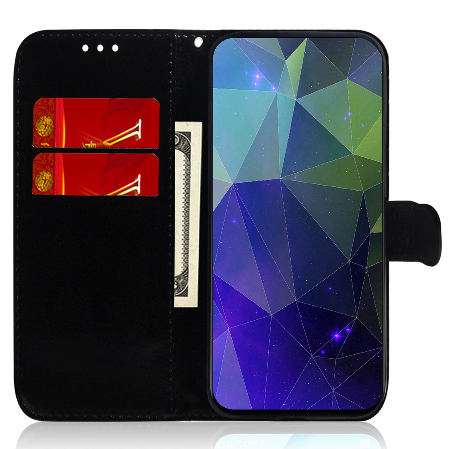 For OnePlus 11 5G Mirror-like Surface Phone Case Stand Wallet PU Leather Shockproof Cell Phone Cover - Blue