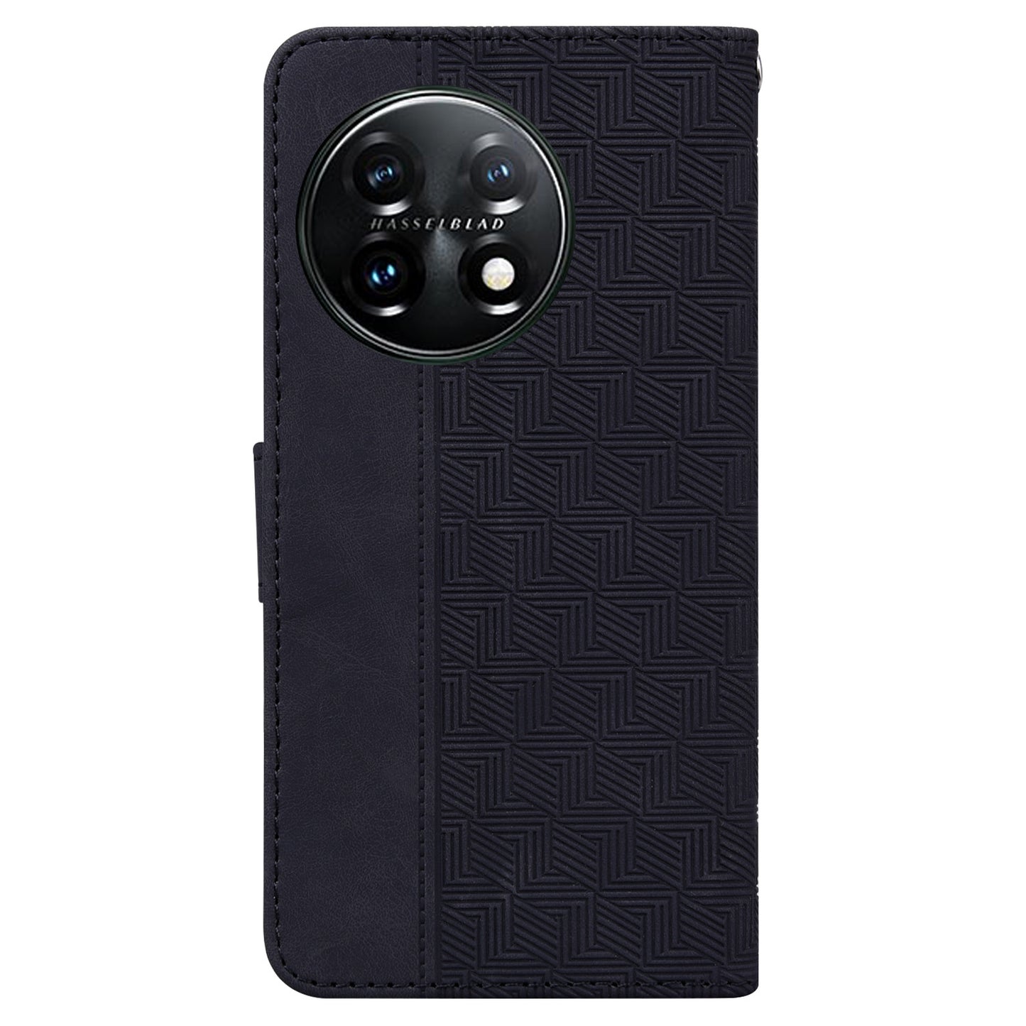 For OnePlus 11 5G Phone Wallet Case Stand Imprinted Leather Full Protection Cell Phone Cover - Black