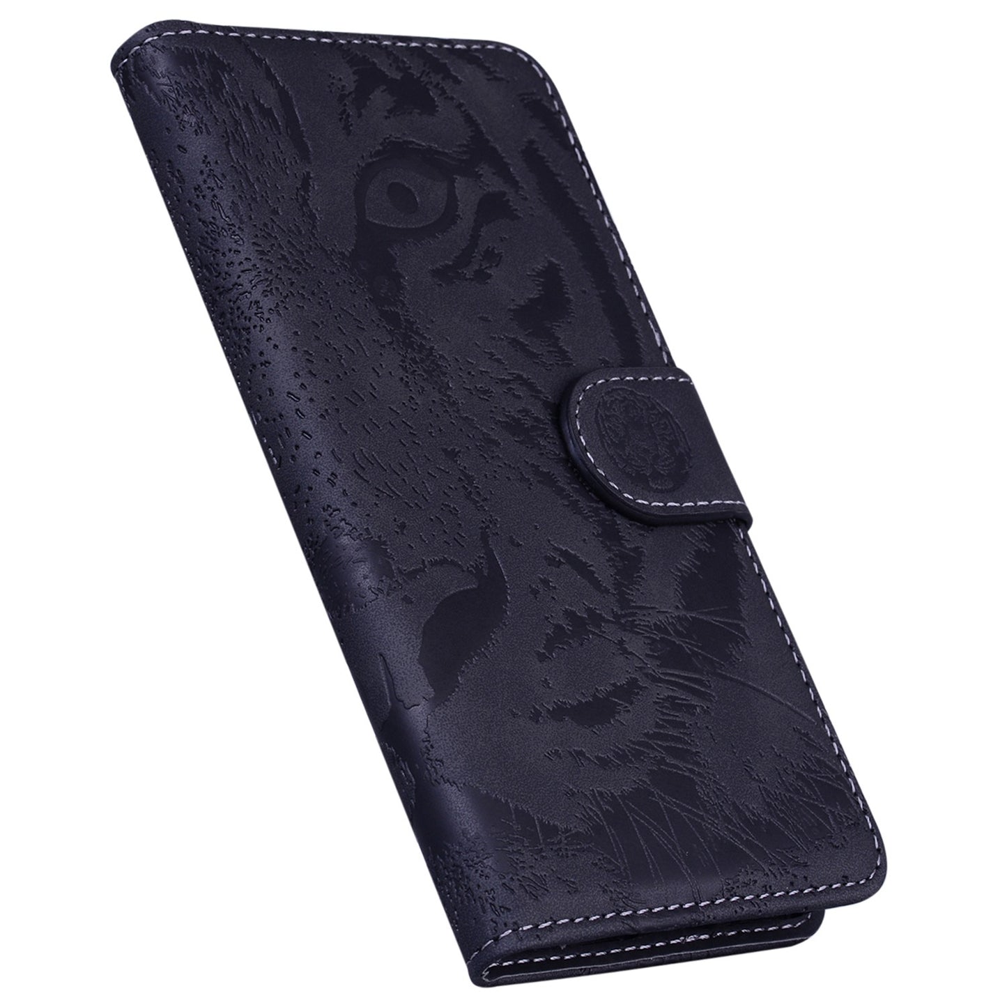 For OnePlus 11 5G Tiger Imprinted Cell Phone Cover PU Leather Wallet Stand Protective Phone Case - Black