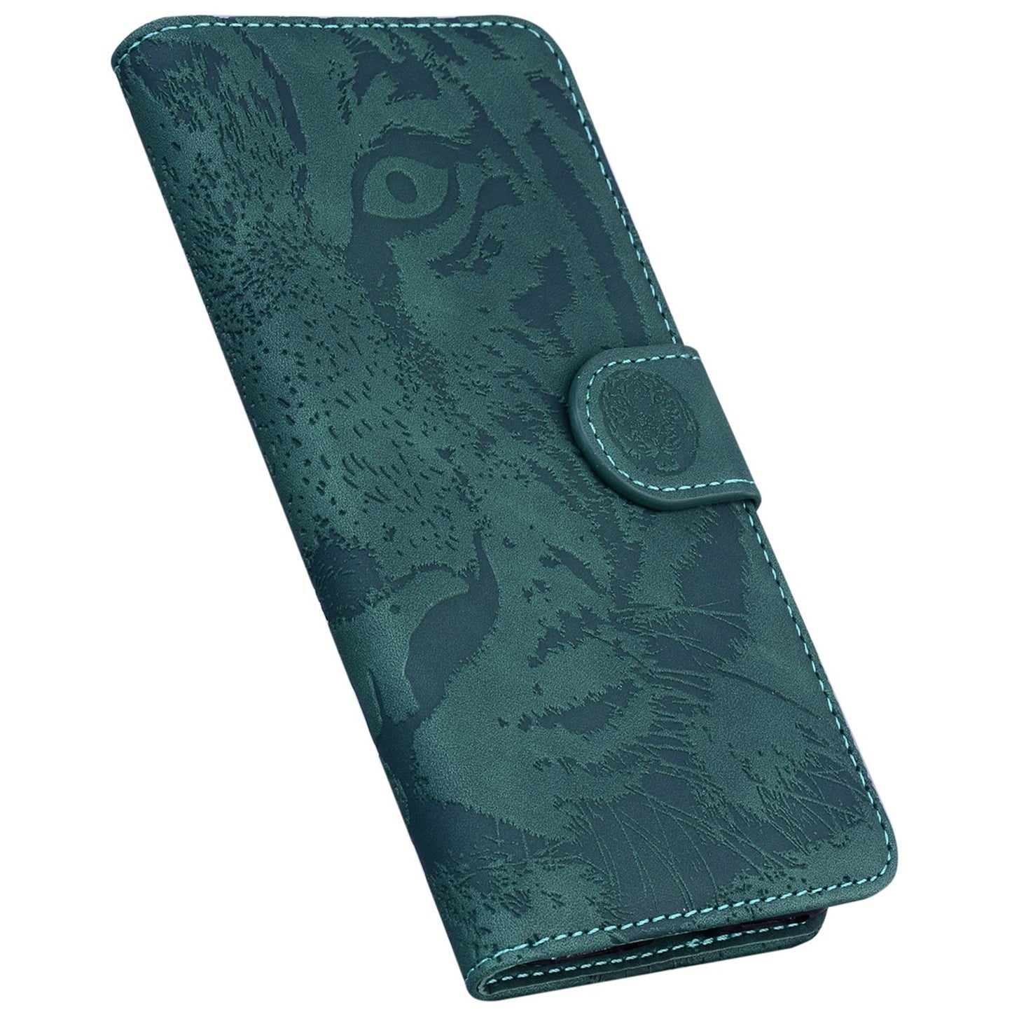 For OnePlus 11 5G Tiger Imprinted Cell Phone Cover PU Leather Wallet Stand Protective Phone Case - Green
