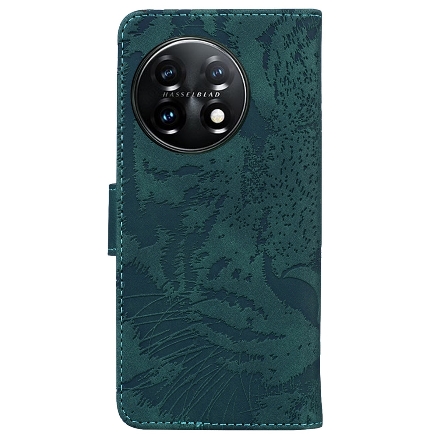 For OnePlus 11 5G Tiger Imprinted Cell Phone Cover PU Leather Wallet Stand Protective Phone Case - Green