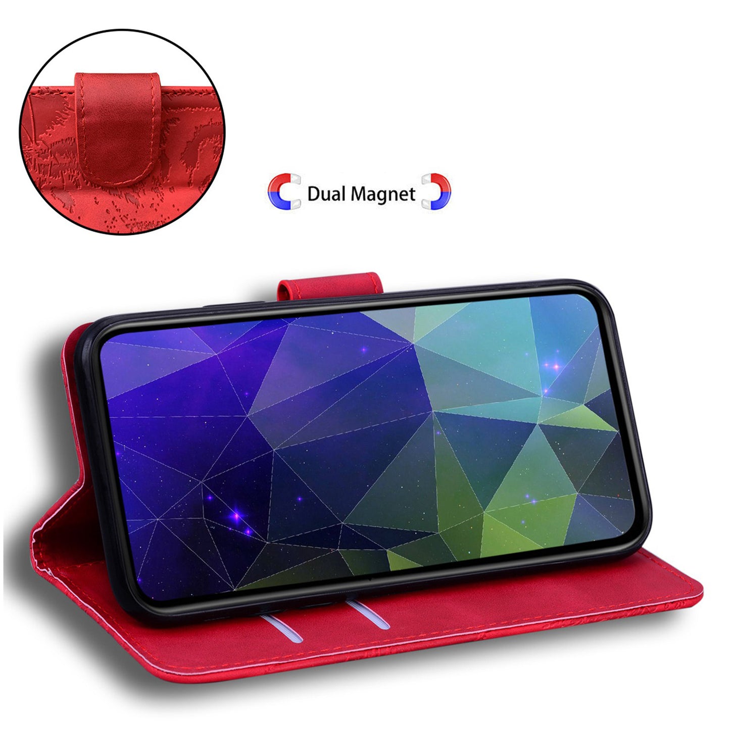 For OnePlus 11 5G Tiger Imprinted Cell Phone Cover PU Leather Wallet Stand Protective Phone Case - Red