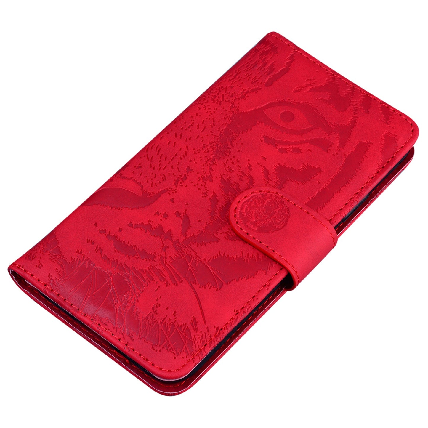 For OnePlus 11 5G Tiger Imprinted Cell Phone Cover PU Leather Wallet Stand Protective Phone Case - Red