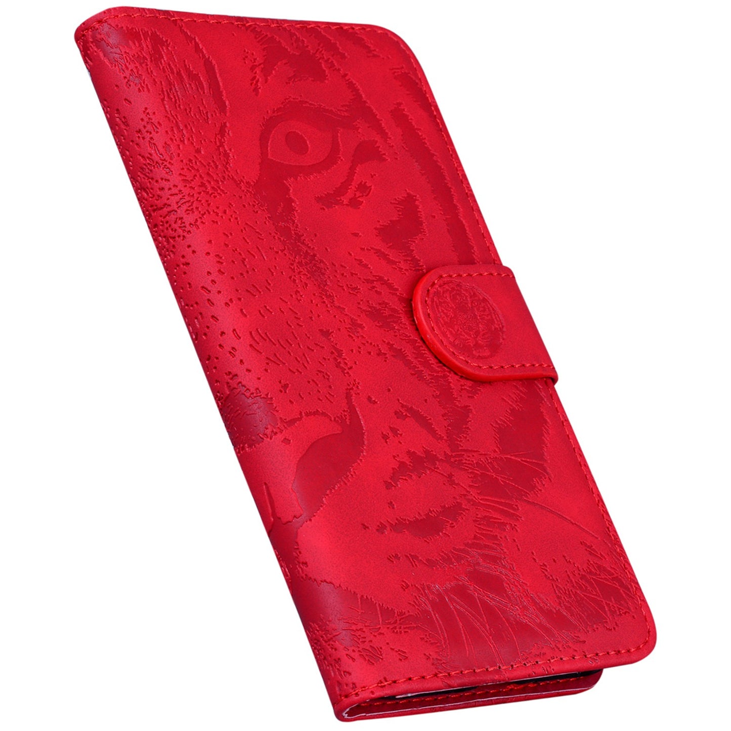 For OnePlus 11 5G Tiger Imprinted Cell Phone Cover PU Leather Wallet Stand Protective Phone Case - Red