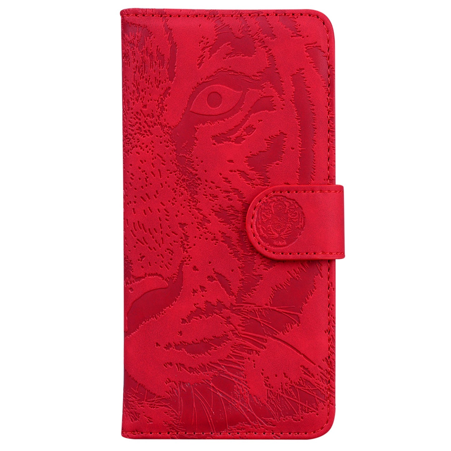 For OnePlus 11 5G Tiger Imprinted Cell Phone Cover PU Leather Wallet Stand Protective Phone Case - Red
