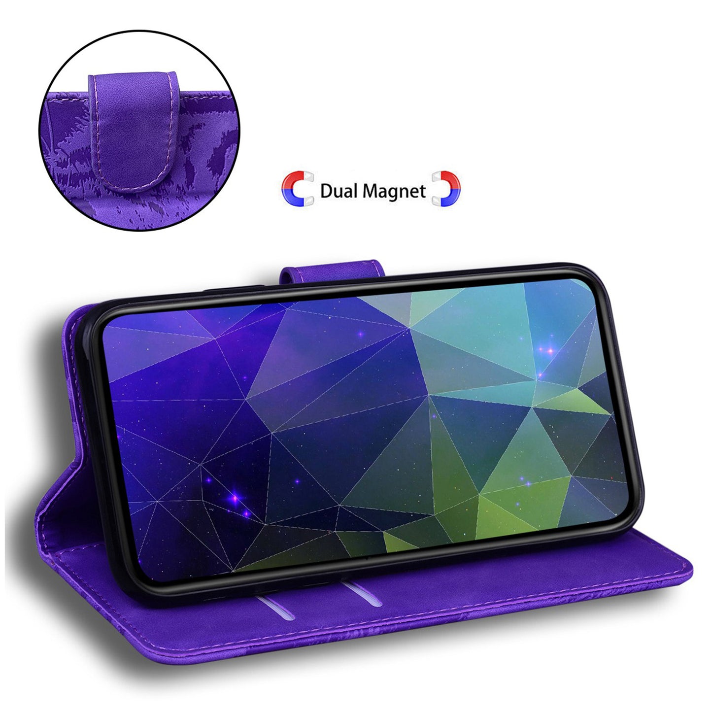 For OnePlus 11 5G Tiger Imprinted Cell Phone Cover PU Leather Wallet Stand Protective Phone Case - Purple