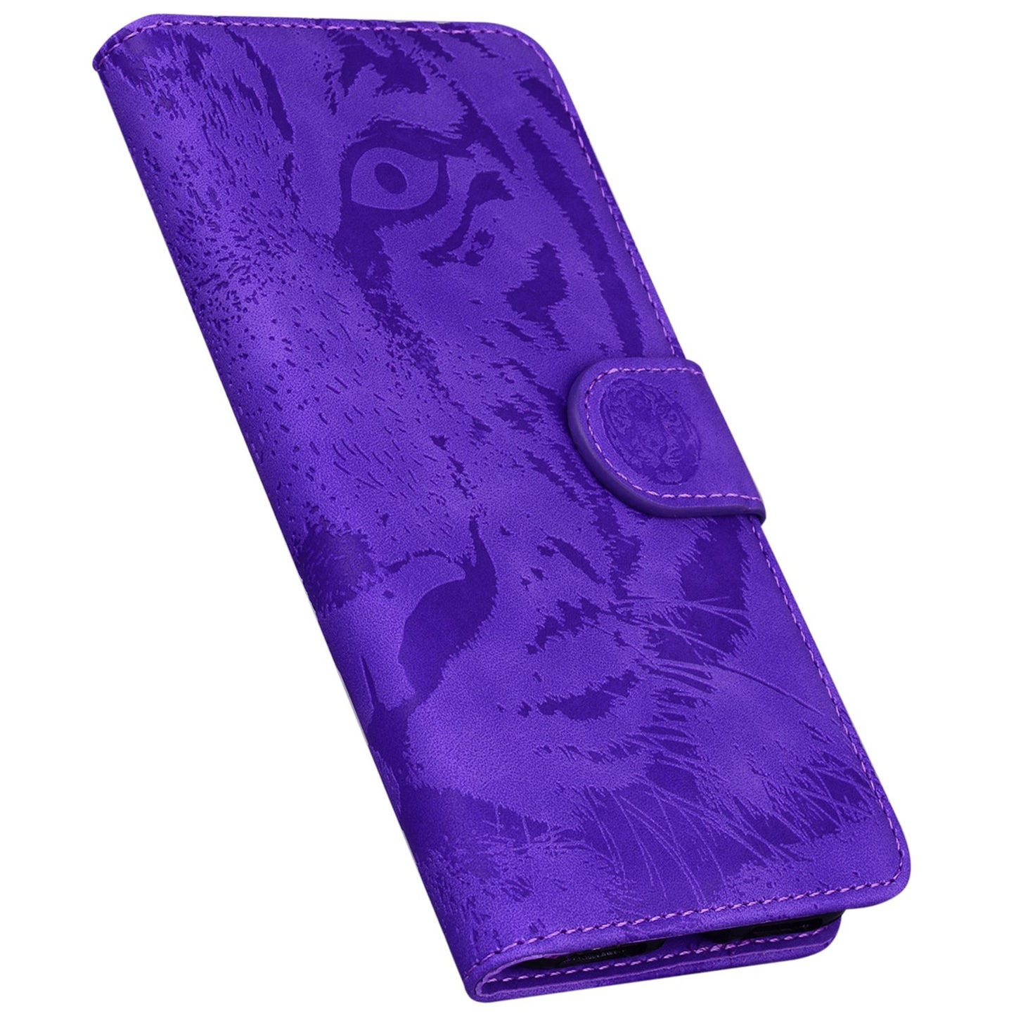 For OnePlus 11 5G Tiger Imprinted Cell Phone Cover PU Leather Wallet Stand Protective Phone Case - Purple