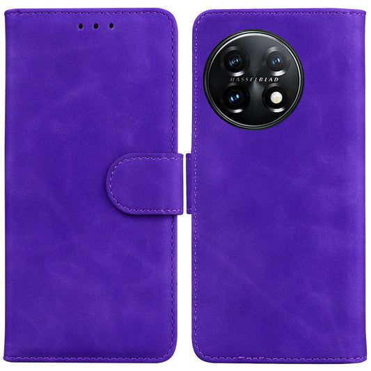 For OnePlus 11 5G Full Protection Phone Case PU Leather Smartphone Cover with Wallet Stand - Purple