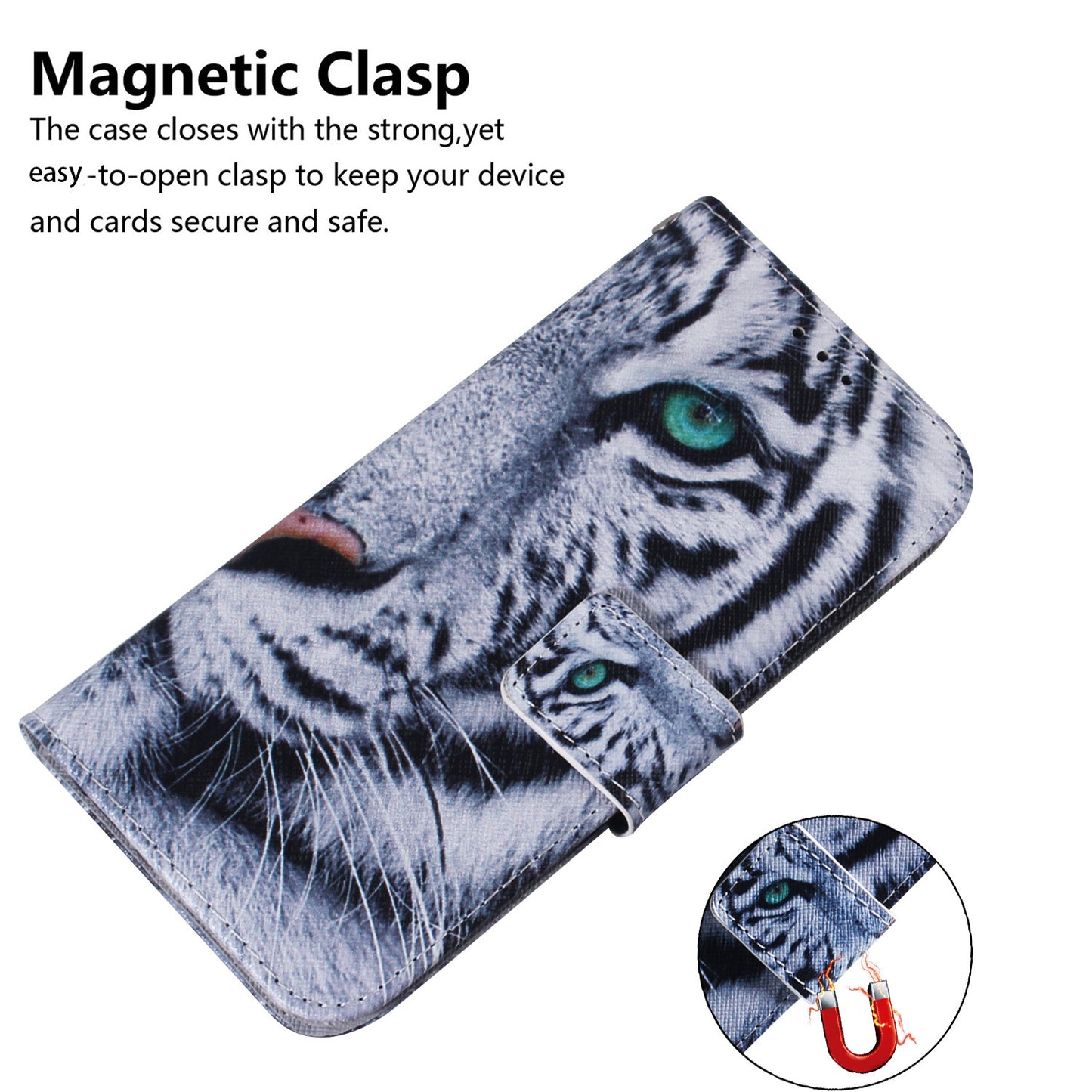 For OnePlus 11 5G Anti-fall PU Leather Phone Case Pattern Printing Stand Flip Wallet Cover with Strap -  Tiger Head