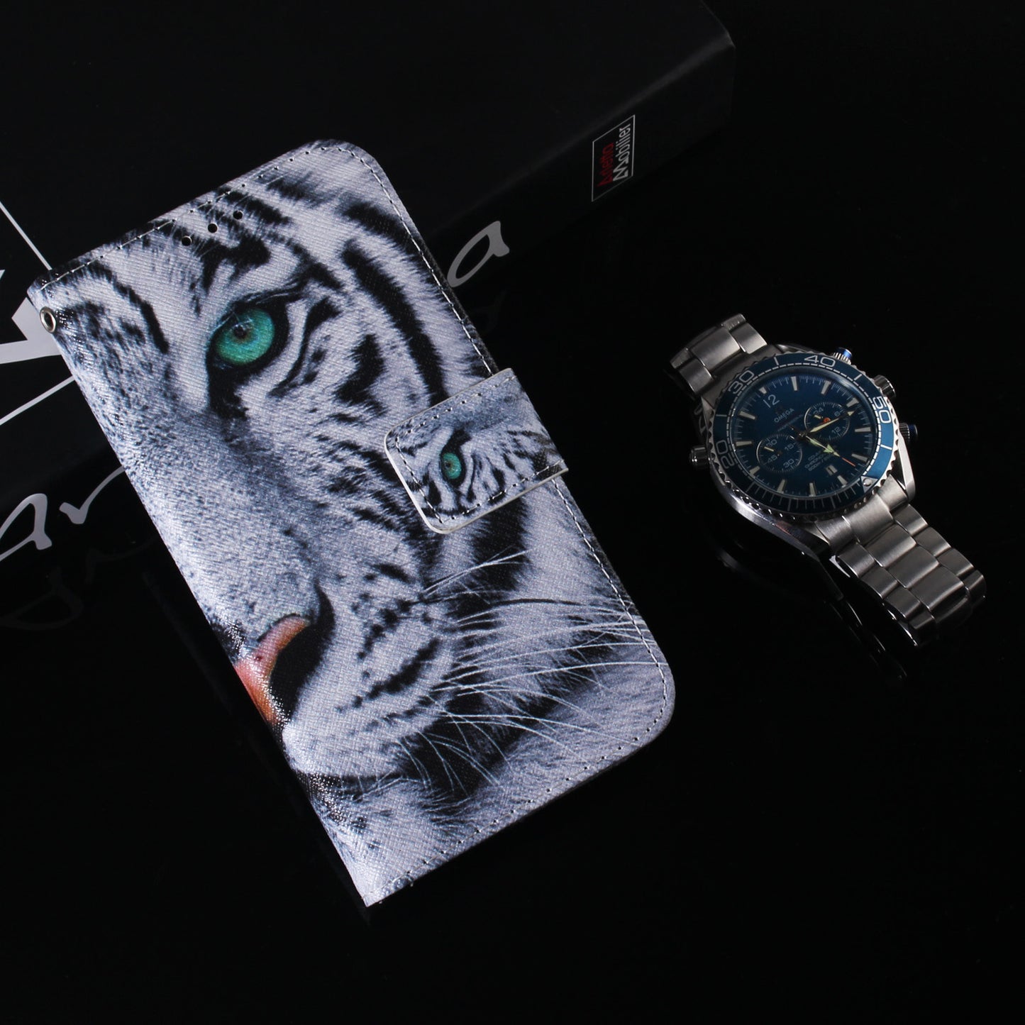 For OnePlus 11 5G Anti-fall PU Leather Phone Case Pattern Printing Stand Flip Wallet Cover with Strap -  Tiger Head
