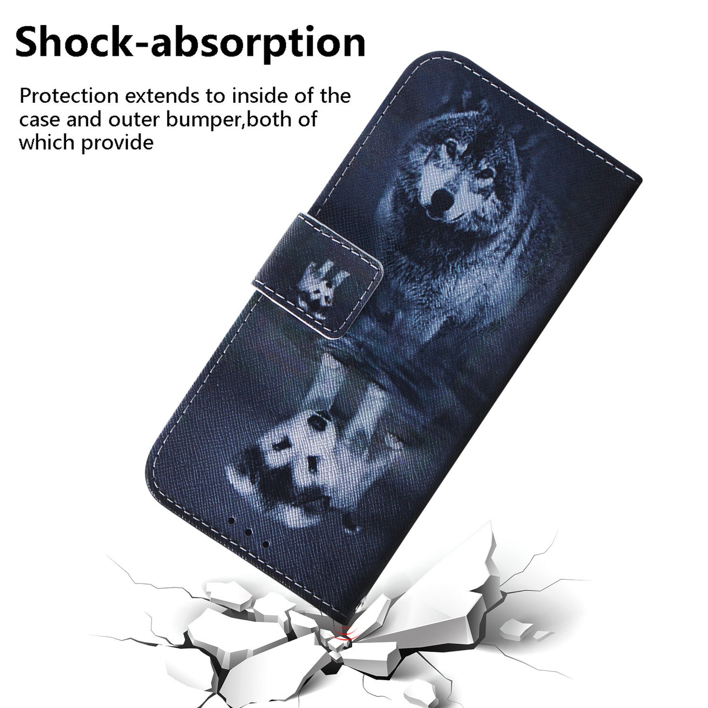 For OnePlus 11 5G Anti-fall PU Leather Phone Case Pattern Printing Stand Flip Wallet Cover with Strap - Dog and Wolf