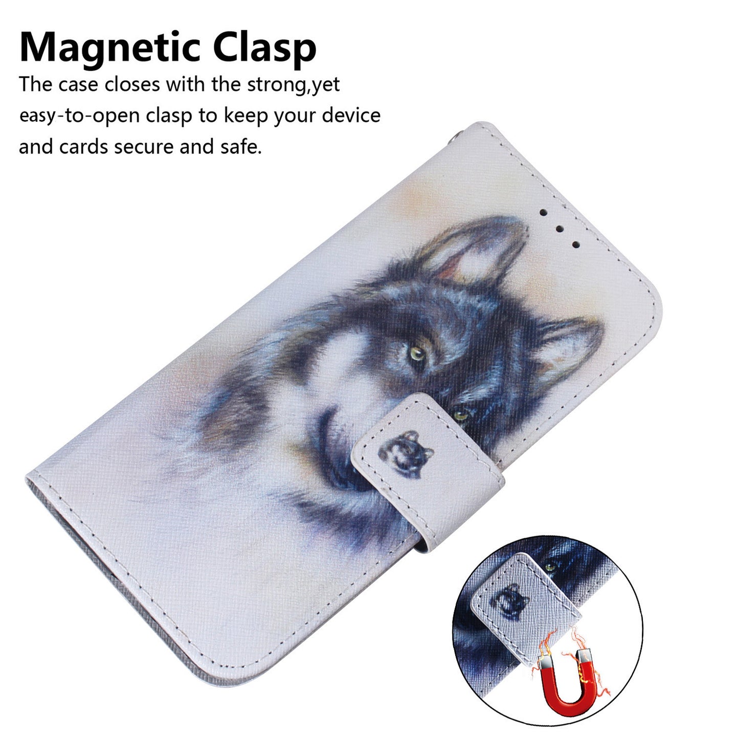 For OnePlus 11 5G Anti-fall PU Leather Phone Case Pattern Printing Stand Flip Wallet Cover with Strap - Wolf